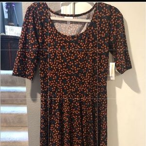 LulaRoe Nicole NWT 14-16 dress navy coral flowers
